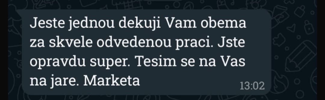 WhatsApp poděkování od Markéty